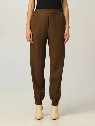 Etro Pants In Wool And Cotton Blend In Brown