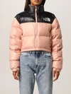 The North Face Nuptse Cropped Down Jacket In Rosa