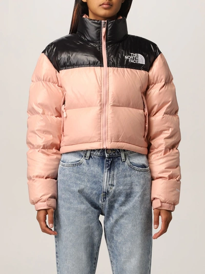 The North Face Nuptse Cropped Down Jacket In Rosa
