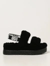 Ugg Oh Yeah Sheepskin Slingback Slippers In Black