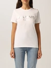 Balmain Cotton Tshirt With Laminated Logo In White 1