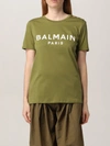 Balmain Cotton Tshirt With Logo In Military