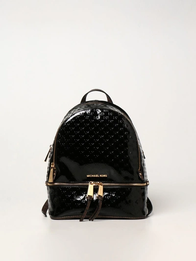 Michael Michael Kors Rhea Zip Small Leather Backpack In Black