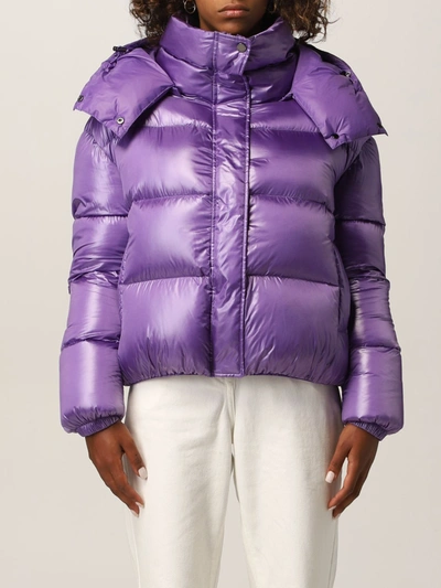 Patrizia Pepe Puffy Short Down Jacket In Violet