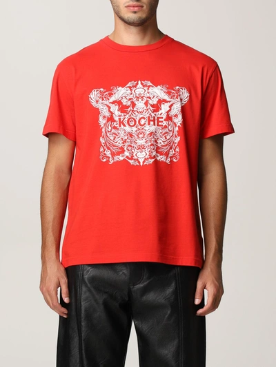 Koché Graphic-print Cotton T-shirt In Red