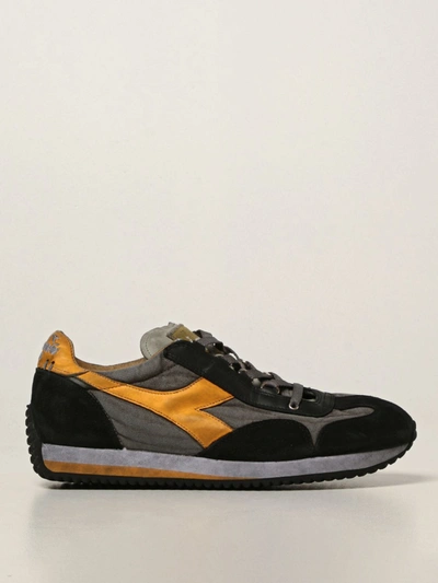 Diadora Equipe H  Heritage Sneakers In Suede And Worn Canvas In Grey
