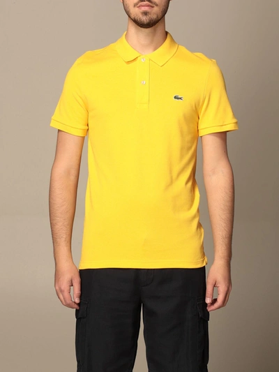 Lacoste Basic Cotton Polo Shirt With Logo In Yellow