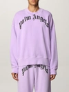 Palm Angels Curved Logo Long-sleeve Sweatshirt In Lilac