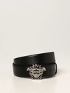 Versace Medusa Head Gold-toned Buckle Leather Belt In Black