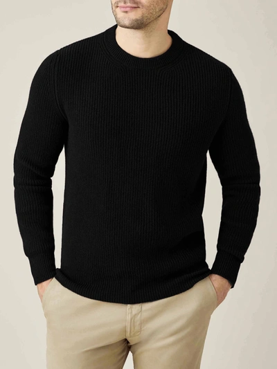 Luca Faloni Black Chunky Knit Cashmere Crew Neck