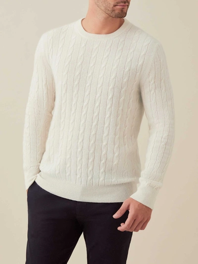 Luca Faloni Ivory Pure Cashmere Cable Knit In White