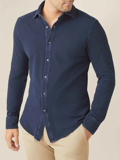 Luca Faloni Navy Blue Siena Piqué Shirt In Dark Blue