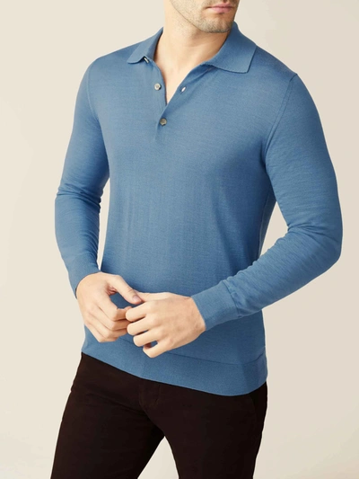 Luca Faloni Capri Blue Fine Silk-cashmere Polo