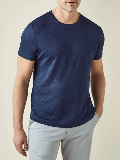 Luca Faloni Navy Blue Linen Jersey T-shirt In Dark Blue