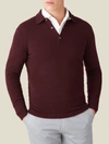 LUCA FALONI LAVA RED PURE CASHMERE POLO SWEATER