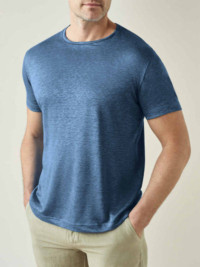 Luca Faloni Steel Blue Linen Jersey T-shirt