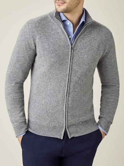 Luca Faloni Dolomiti Grey Pure Cashmere Zip Cardigan