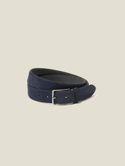 Luca Faloni Navy Blue Classic Suede Belt In Dark Blue