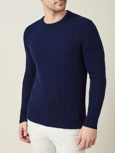 Luca Faloni Navy Blue Pure Cashmere Cable Knit In Dark Blue
