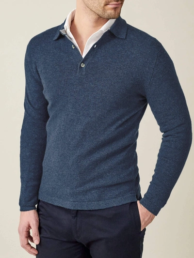 Luca Faloni Atlantic Blue Pure Cashmere Polo Sweater