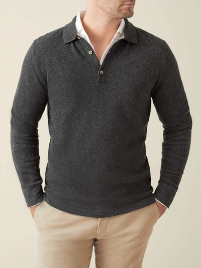 Luca Faloni Charcoal Grey Pure Cashmere Polo Sweater In Dark Grey
