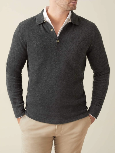 Luca Faloni Charcoal Grey Pure Cashmere Polo Sweater