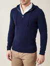 LUCA FALONI NAVY BLUE PURE CASHMERE HOODIE