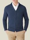 Luca Faloni Atlantic Blue Pure Cashmere Zip Cardigan In Blue