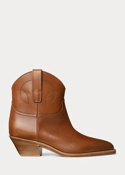 Polo Ralph Lauren Jayme Burnished Calfskin Bootie In Rl Gold