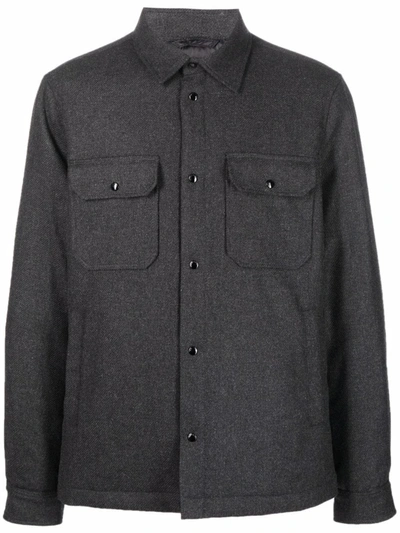Woolrich Two-pocket Button-up Shirt Jacket In Grey