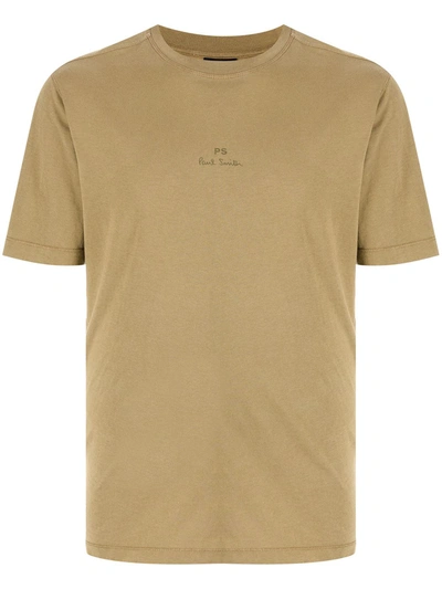 Ps By Paul Smith Green Stack Logo T-shirt In Brown