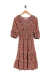 Max Studio V-neck Empire Waist Dress In Dark Red