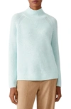 Eileen Fisher Raglan Sleeve Merino Wool Turtleneck Sweater In Clearwater
