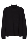 Eileen Fisher Raglan Sleeve Merino Wool Turtleneck Sweater In Black