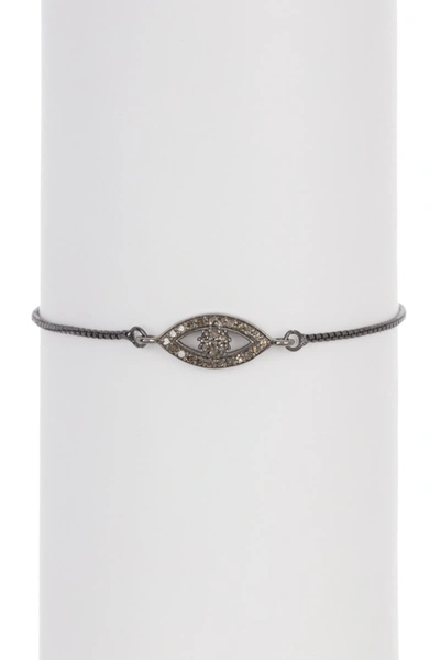 Adornia Fine Sterling Silver Diamond Pave Evil Eye Pull Bracelet
