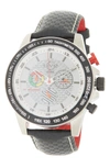 Gevril Men's Gv2 Scuderia White Dial Black Leather Chronograph Date Watch In Black/white