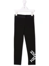 Kenzo Logo-print Stretch-cotton Leggings In Black