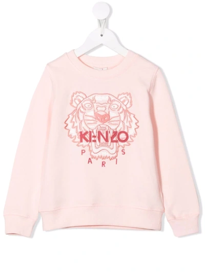 Kenzo Kids' Embroidered-logo Sweatshirt In Pink