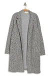 Melloday Soft Knit Topper Coat In Ivory Abstract