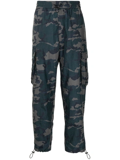 Ports V Camouflage-print Cargo Trousers In Blau