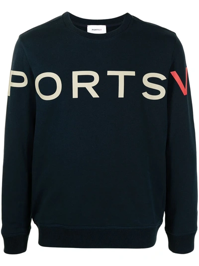 Ports V Logo-print Cotton Sweatshirt In Blau