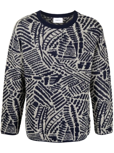 Ports V Abstract-pattern Sweater In Blau