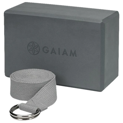 Gaiam Yoga Block Strap Combo In Grey