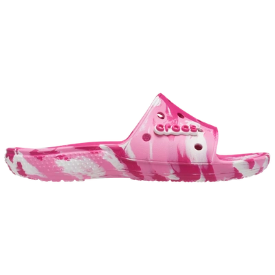 Crocs Classic Marble Womens Pink Slides In Pink/white