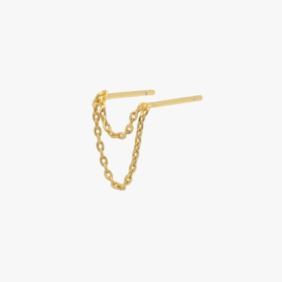 Studs Double Chain Connector Earring In Gold
