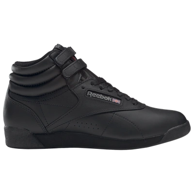 Reebok Big Girls Freestyle Hi Stay-put Closure Casual Sneakers From Finish Line In Black