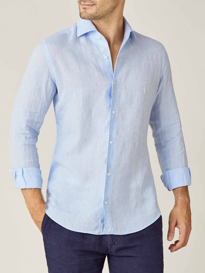 Luca Faloni Sky Blue Portofino Linen Shirt In Light Blue