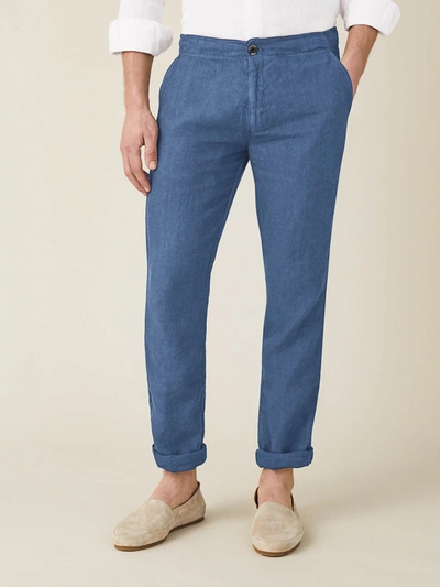 Luca Faloni Capri Blue Lipari Linen Trousers