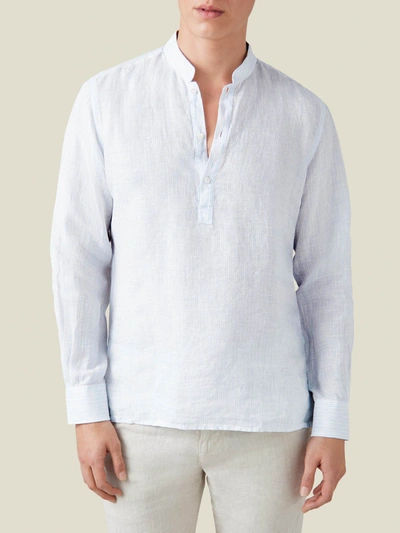 Luca Faloni Thin Striped Forte Linen Shirt In White
