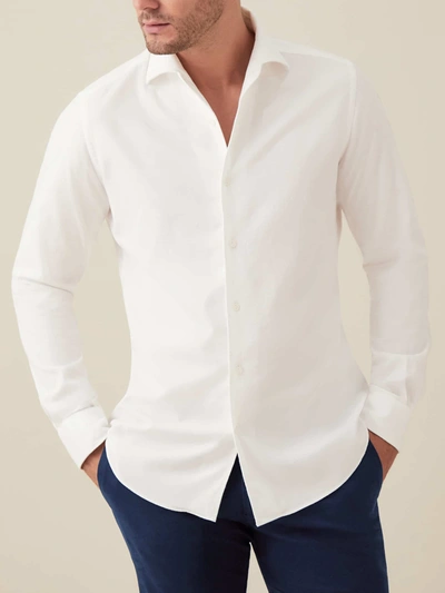 Luca Faloni White Brushed Cotton Shirt